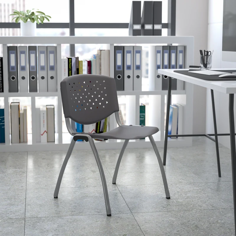 Home and Office Plastic Stack Chair with Perforated Back - Guest Chair