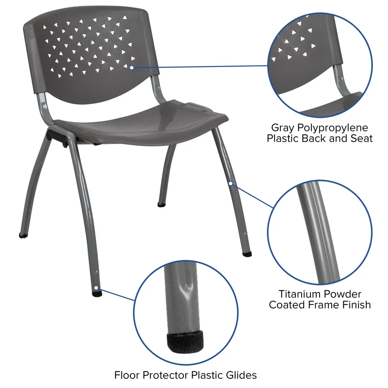 Home and Office Plastic Stack Chair with Perforated Back - Guest Chair