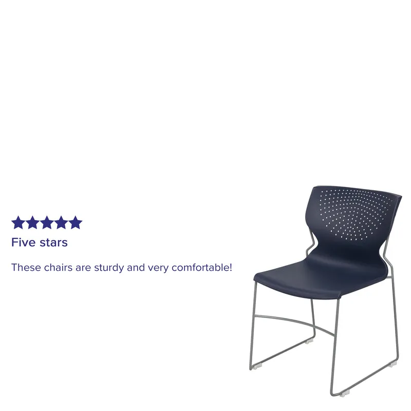 Home and Office Stack Chair with Lumbar Support and Metal Frame - Guest Chair