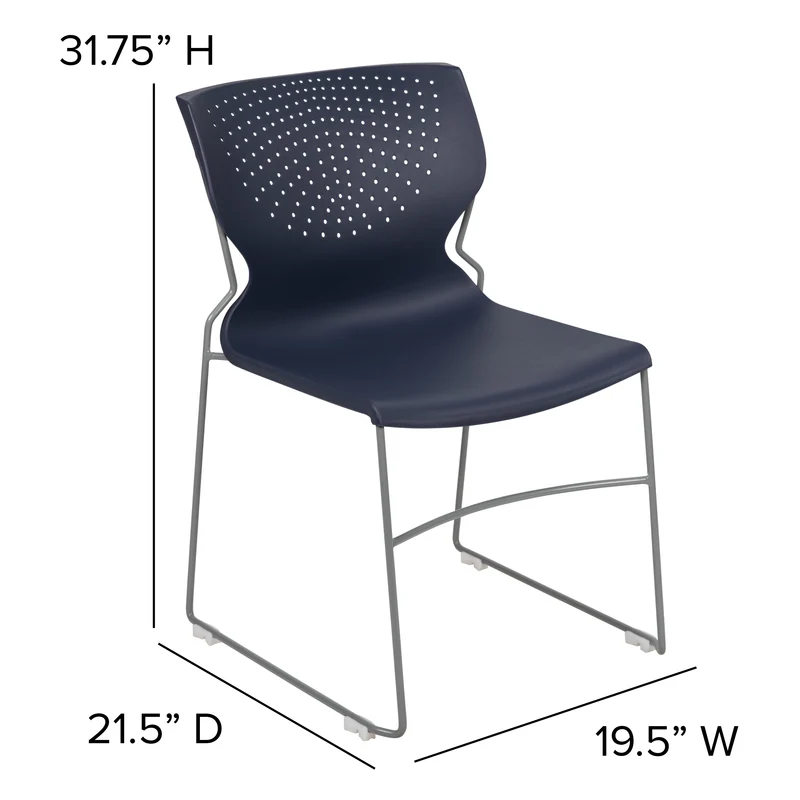 Home and Office Stack Chair with Lumbar Support and Metal Frame - Guest Chair