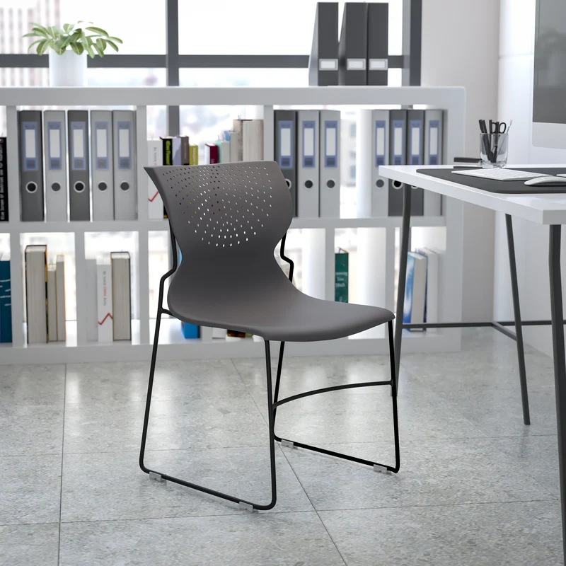Home and Office Stack Chair with Lumbar Support and Metal Frame - Guest Chair