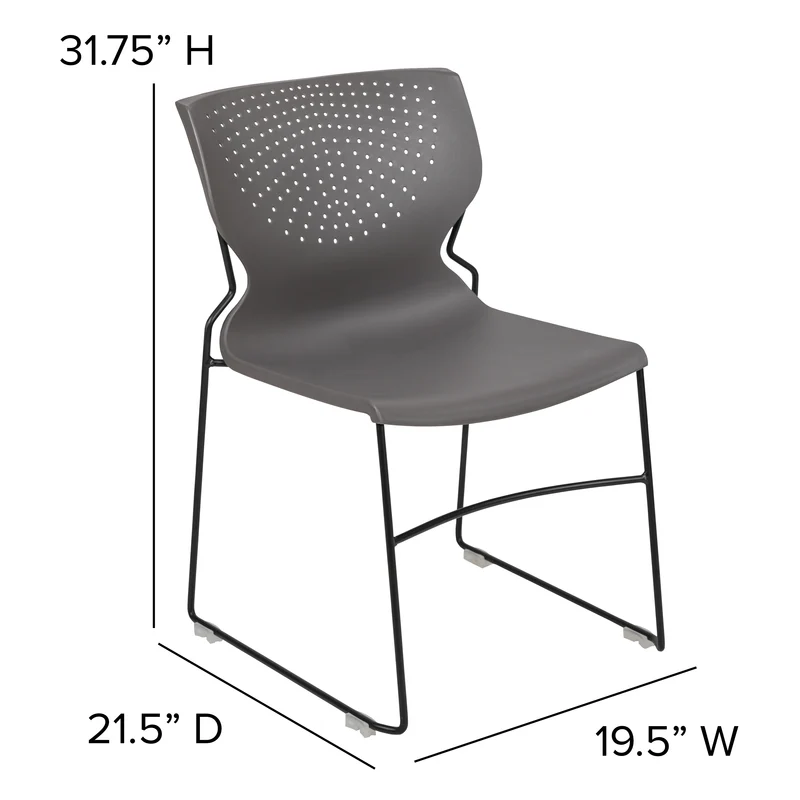 Home and Office Stack Chair with Lumbar Support and Metal Frame - Guest Chair