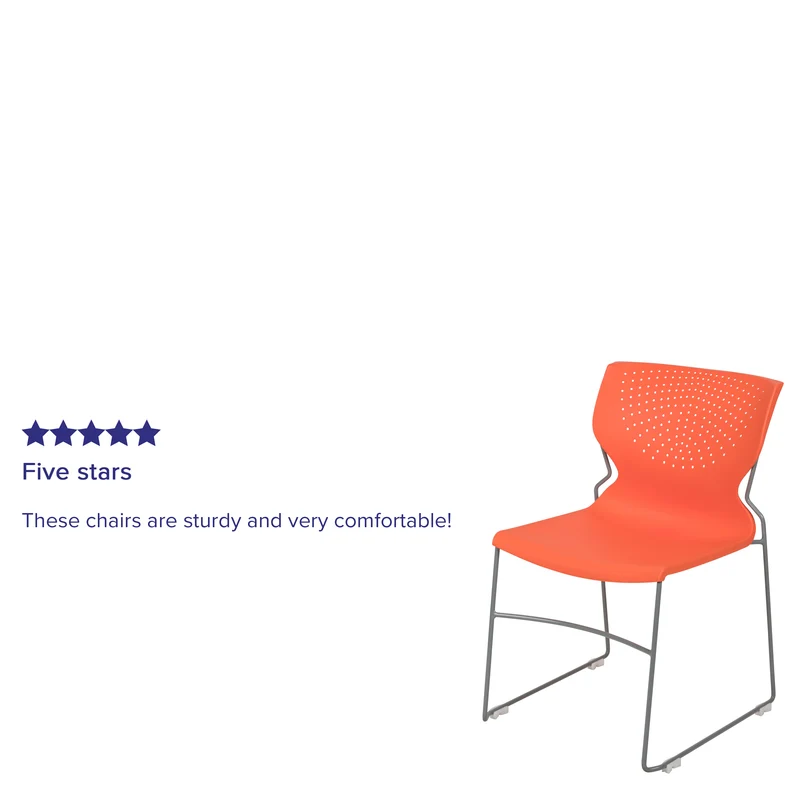 Home and Office Stack Chair with Lumbar Support and Metal Frame - Guest Chair