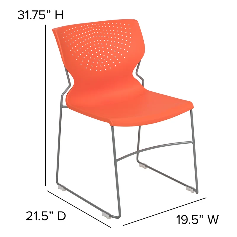 Home and Office Stack Chair with Lumbar Support and Metal Frame - Guest Chair