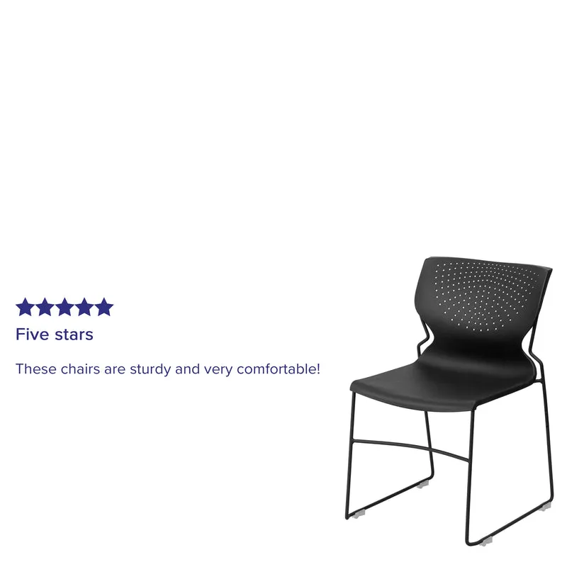 Home and Office Stack Chair with Lumbar Support and Metal Frame - Guest Chair