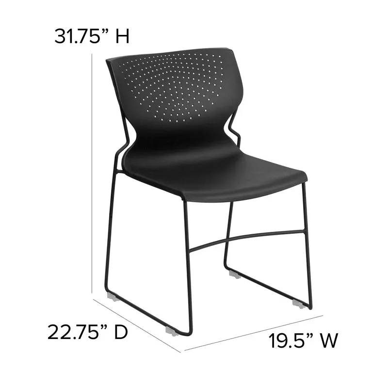 Home and Office Stack Chair with Lumbar Support and Metal Frame - Guest Chair