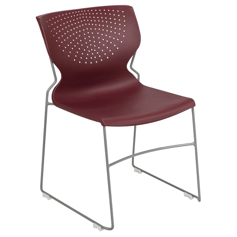Home and Office Stack Chair with Lumbar Support and Metal Frame - Guest Chair