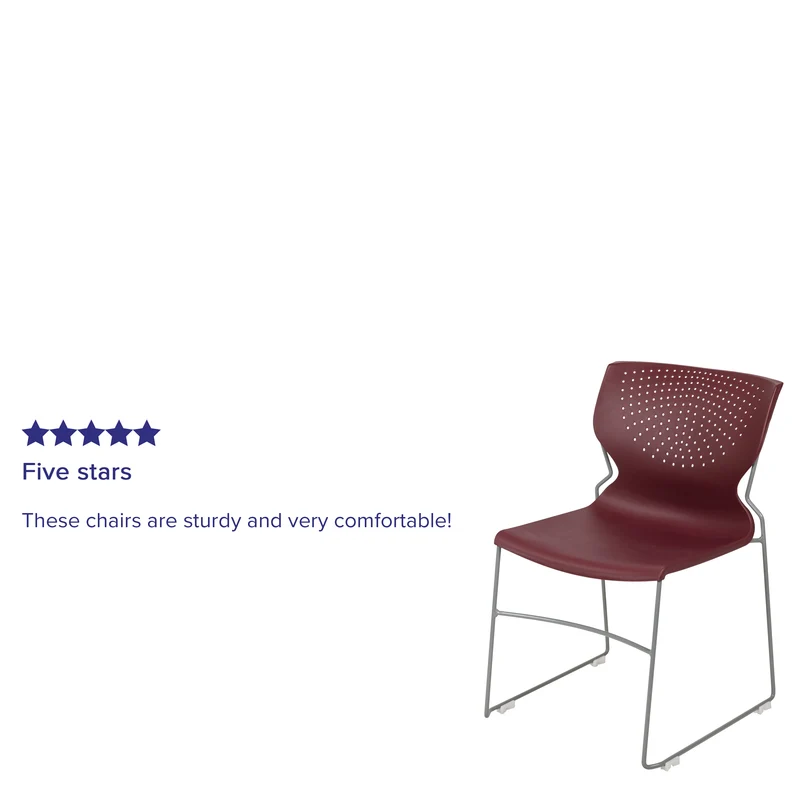 Home and Office Stack Chair with Lumbar Support and Metal Frame - Guest Chair