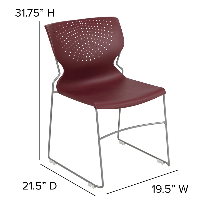 Home and Office Stack Chair with Lumbar Support and Metal Frame - Guest Chair