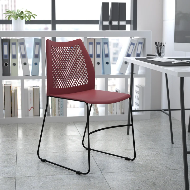 Home and Office Sled Base Stack Chair with Air-Vent Back - Guest Chair