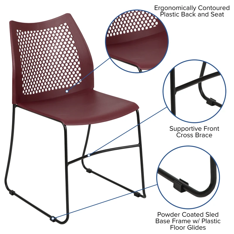 Home and Office Sled Base Stack Chair with Air-Vent Back - Guest Chair