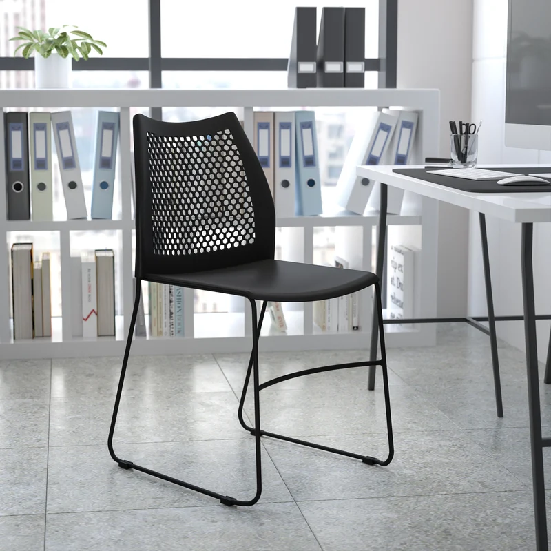 Home and Office Sled Base Stack Chair with Air-Vent Back - Guest Chair