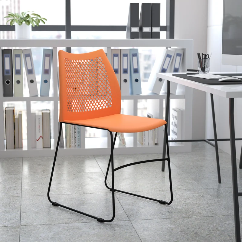 Home and Office Sled Base Stack Chair with Air-Vent Back - Guest Chair