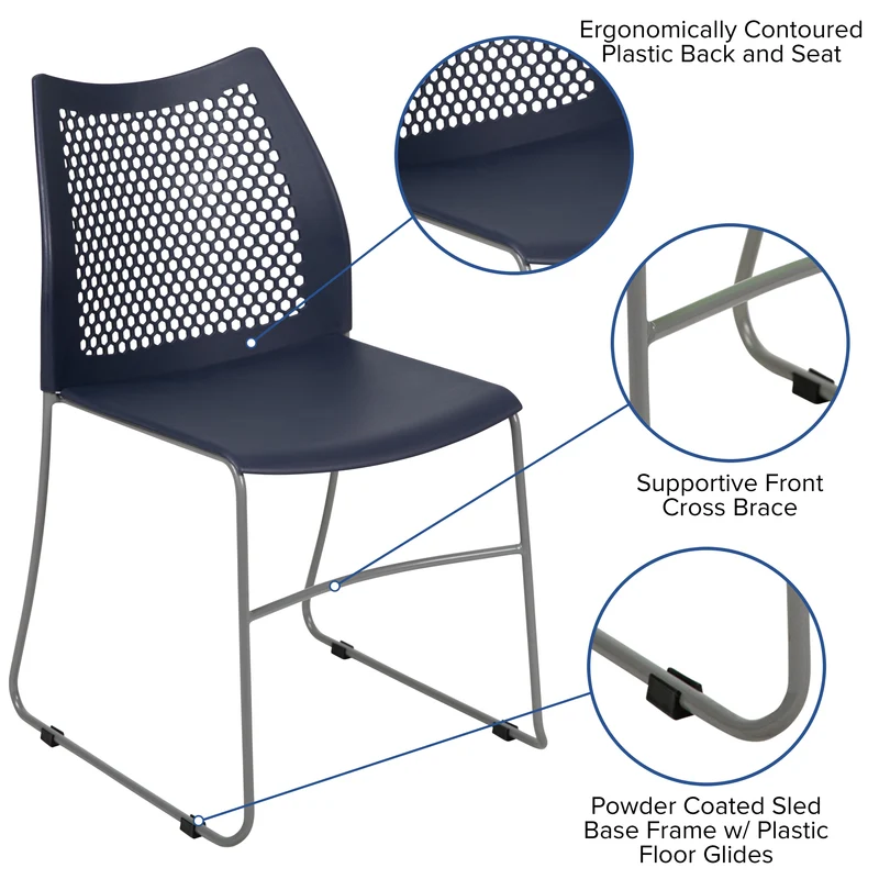 Home and Office Sled Base Stack Chair with Air-Vent Back - Guest Chair