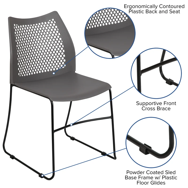 Home and Office Sled Base Stack Chair with Air-Vent Back - Guest Chair