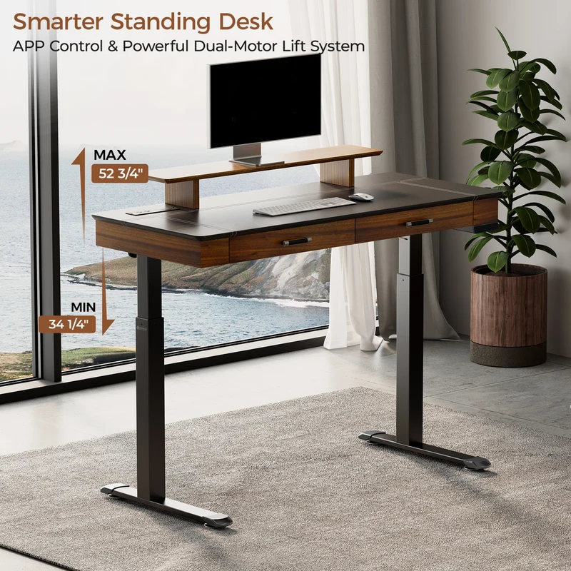 Faux Saddle Leather Adjustable Standing Desk (55"x23")