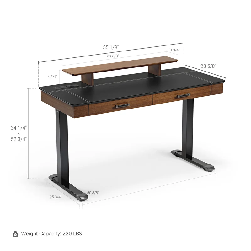 Faux Saddle Leather Adjustable Standing Desk (55"x23")