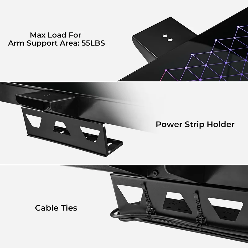 GTG-G55, Glass Desktop Gaming Standing Desk (55"x23")