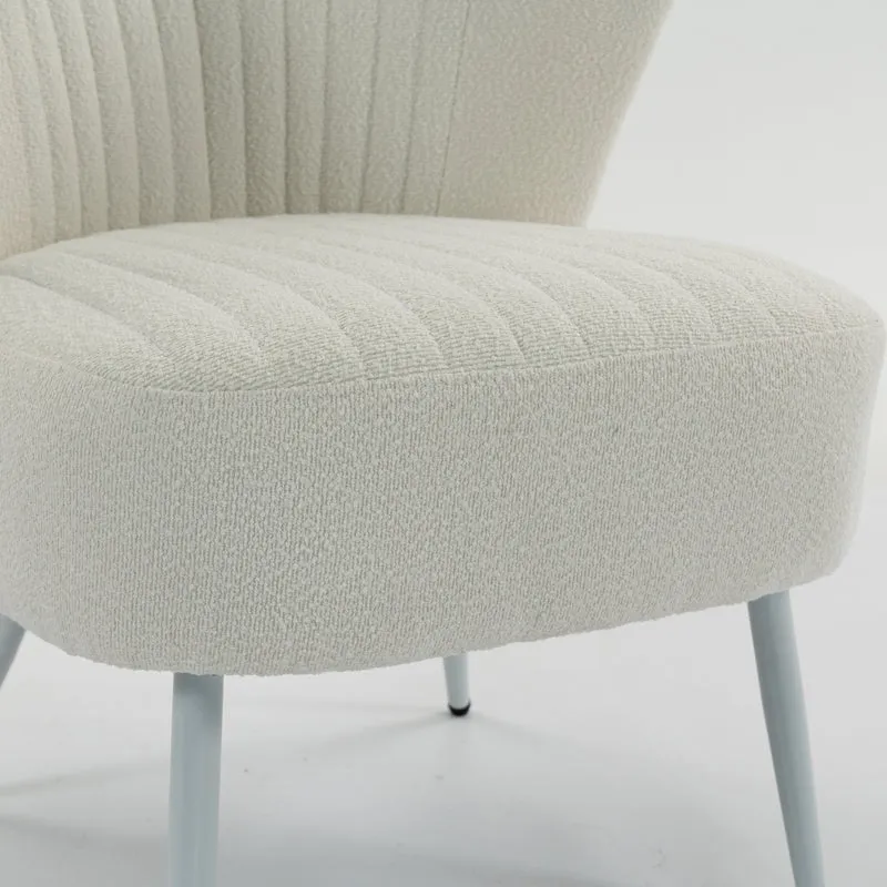 Boudoir Accent Chair — Soft White Boucle, Compact & Stylish for Bedroom or Living Room