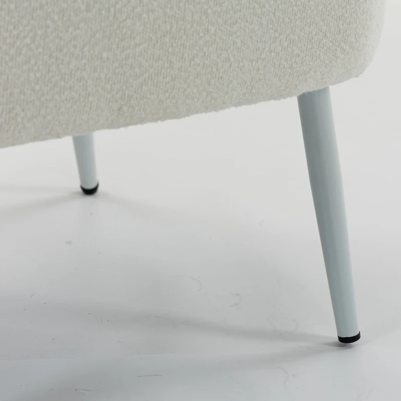 Boudoir Accent Chair — Soft White Boucle, Compact & Stylish for Bedroom or Living Room