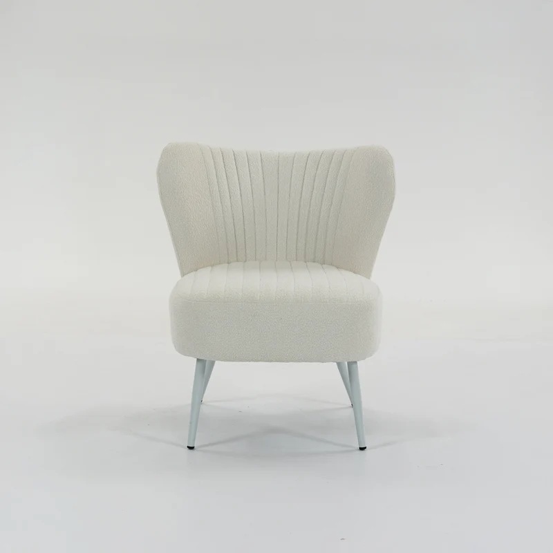 Boudoir Accent Chair — Soft White Boucle, Compact & Stylish for Bedroom or Living Room