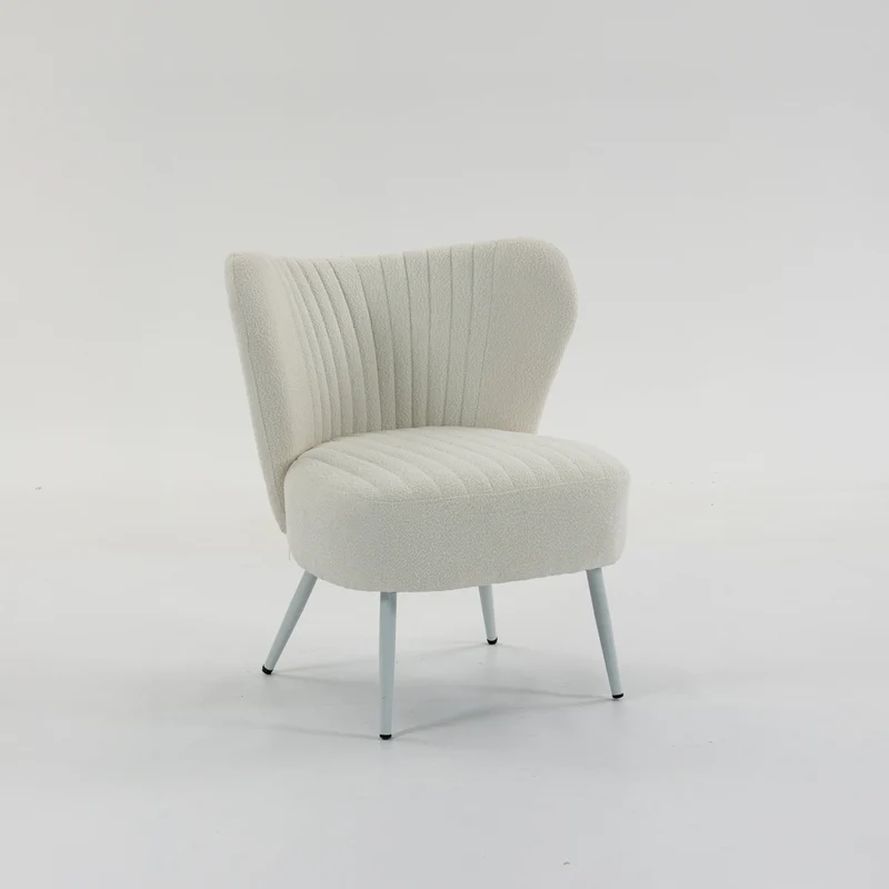 Boudoir Accent Chair — Soft White Boucle, Compact & Stylish for Bedroom or Living Room