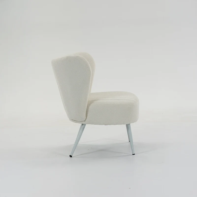 Boudoir Accent Chair — Soft White Boucle, Compact & Stylish for Bedroom or Living Room