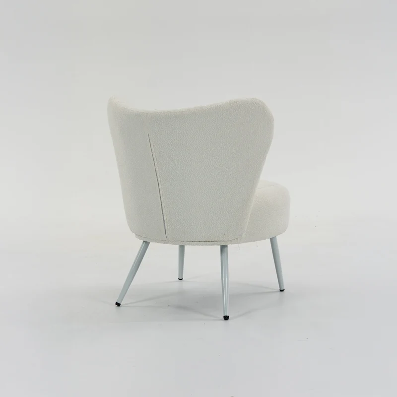 Boudoir Accent Chair — Soft White Boucle, Compact & Stylish for Bedroom or Living Room