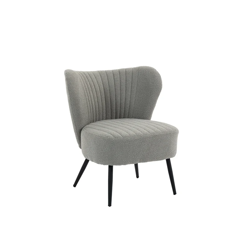 Boudoir Accent Chair — Soft Grey Boucle, Compact & Stylish for Bedroom or Living Room