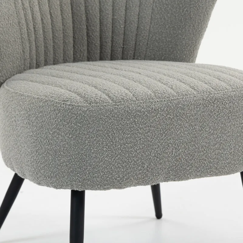 Boudoir Accent Chair — Soft Grey Boucle, Compact & Stylish for Bedroom or Living Room