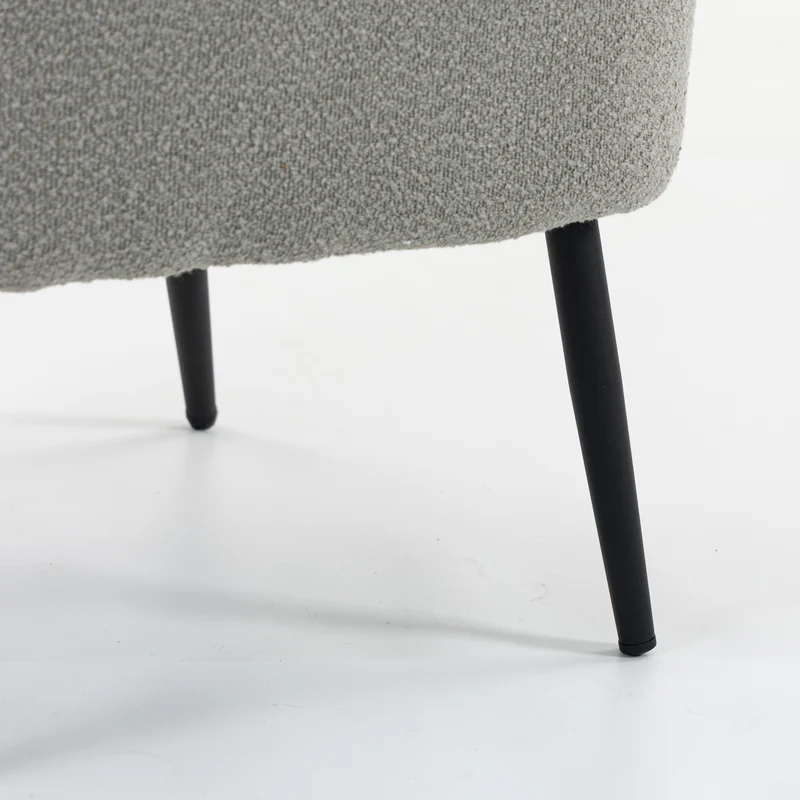 Boudoir Accent Chair — Soft Grey Boucle, Compact & Stylish for Bedroom or Living Room