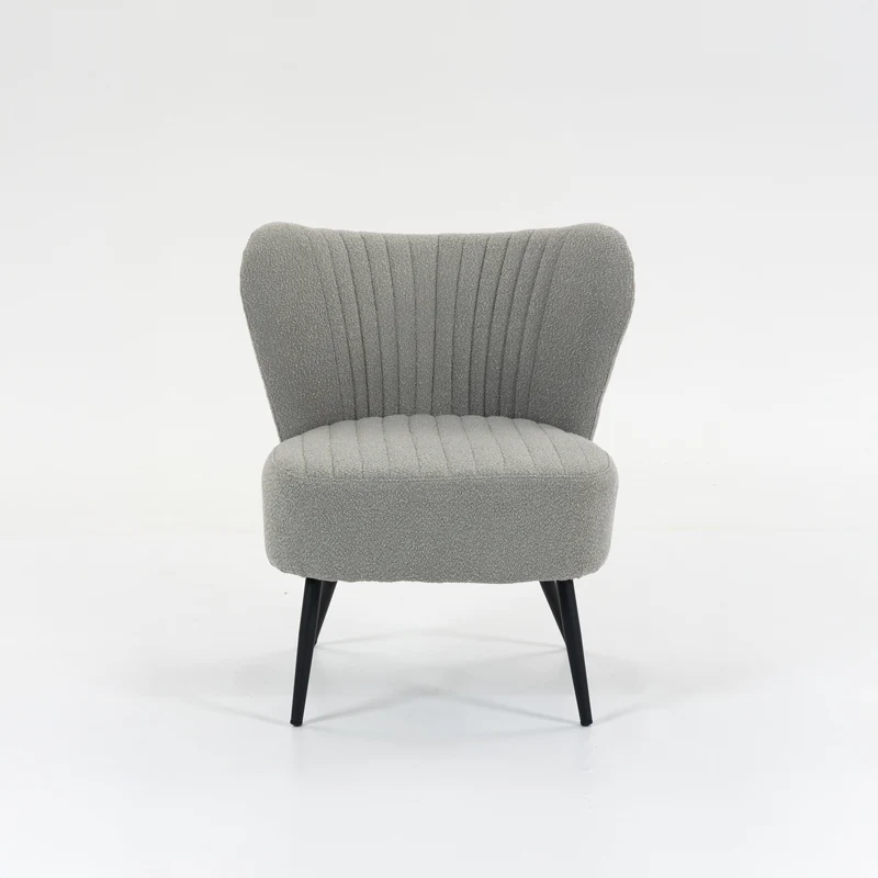 Boudoir Accent Chair — Soft Grey Boucle, Compact & Stylish for Bedroom or Living Room