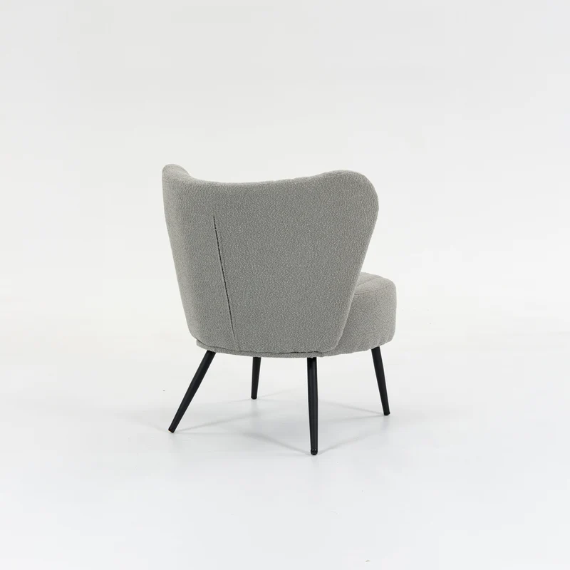 Boudoir Accent Chair — Soft Grey Boucle, Compact & Stylish for Bedroom or Living Room