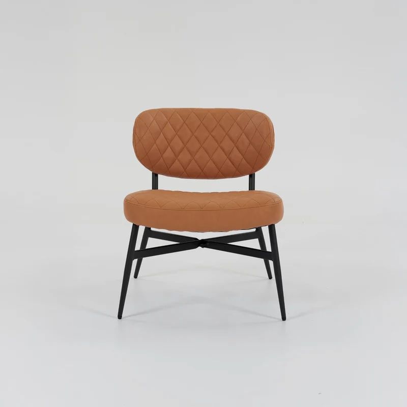 Boudoir Accent Chair — TAN PU, Compact & Stylish for Bedroom or Living Room
