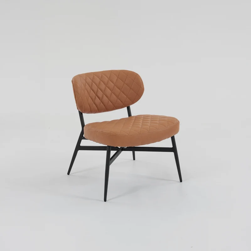 Boudoir Accent Chair — TAN PU, Compact & Stylish for Bedroom or Living Room