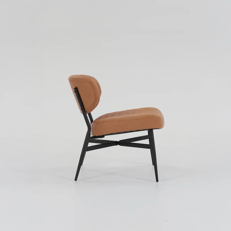 Boudoir Accent Chair — TAN PU, Compact & Stylish for Bedroom or Living Room