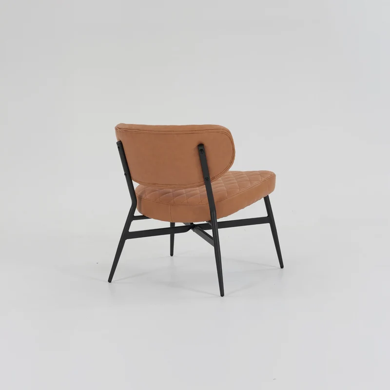 Boudoir Accent Chair — TAN PU, Compact & Stylish for Bedroom or Living Room
