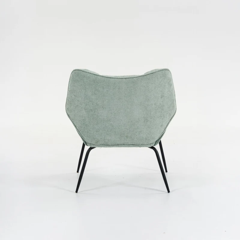 Boudoir Accent Chair – Chenille Fabric with Matt Black Steel Legs for Living Room and Bedroom