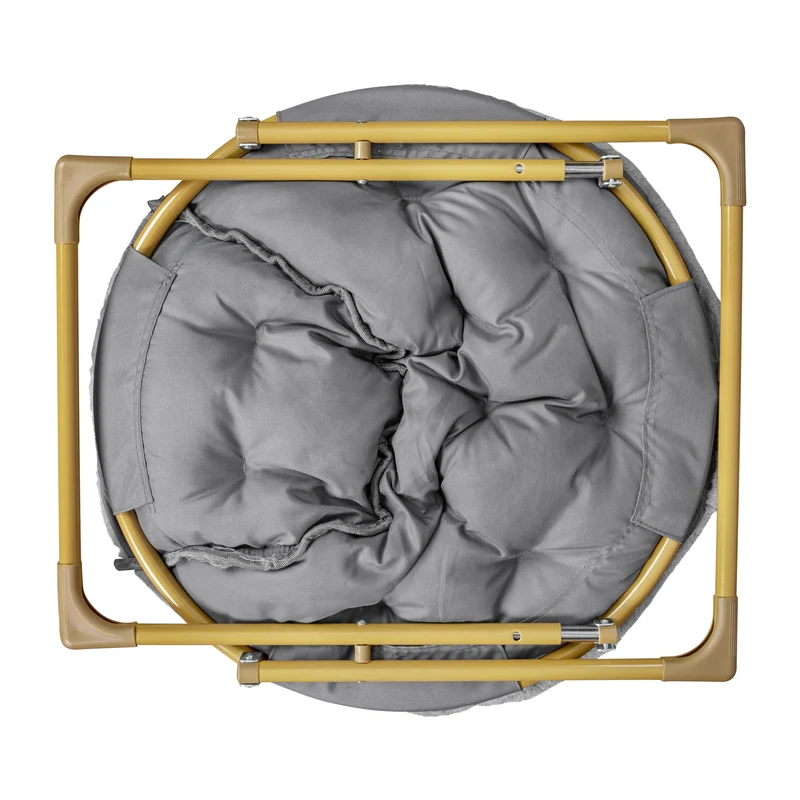 Ersa Oversize Folding Saucer Chair with Cozy Faux Fur Cushion and Metal Frame for Dorms, Bedrooms, Apartments and More