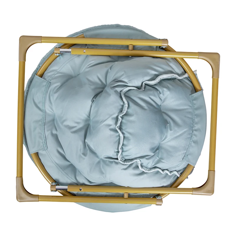 Ersa Oversize Folding Saucer Chair with Cozy Faux Fur Cushion and Metal Frame for Dorms, Bedrooms, Apartments and More