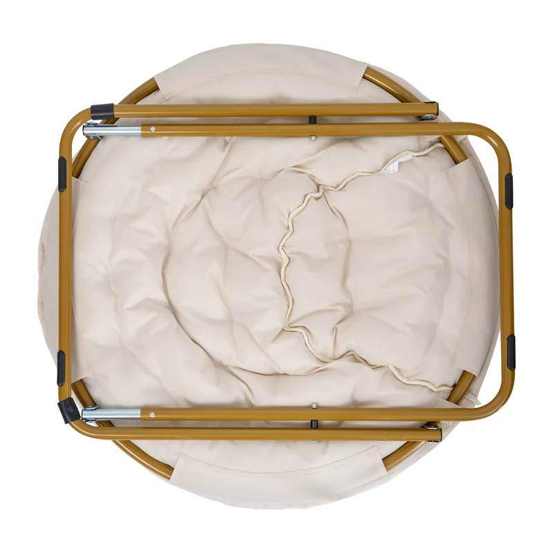Ersa Oversize Folding Saucer Chair with Cozy Faux Fur Cushion and Metal Frame for Dorms, Bedrooms, Apartments and More