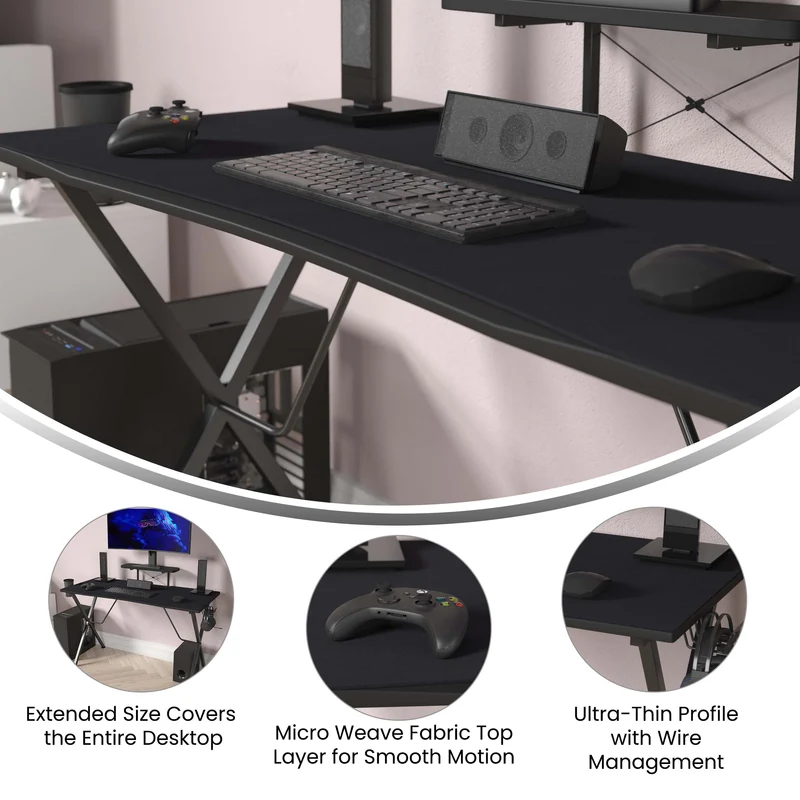 Tyr Mega Size PC Gaming Mouse Pad with Micro Weave Cloth Surface, Anti-Slip Rubber Backing and Cable Management