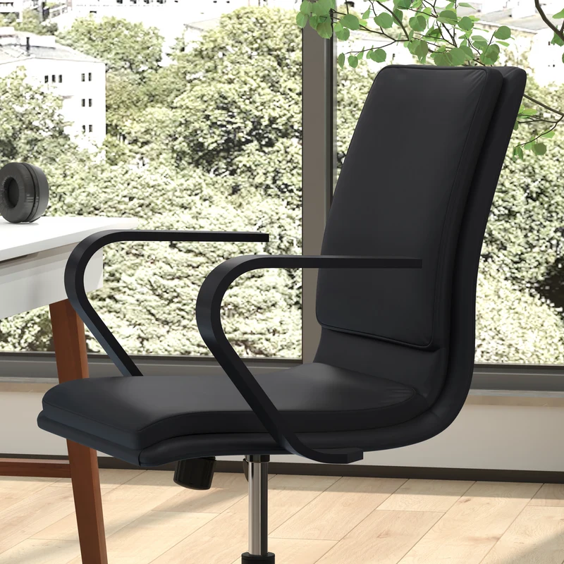 Ziva Modern Upholstered Mid-Back Home Office Chair with Arms and 5 Star Base