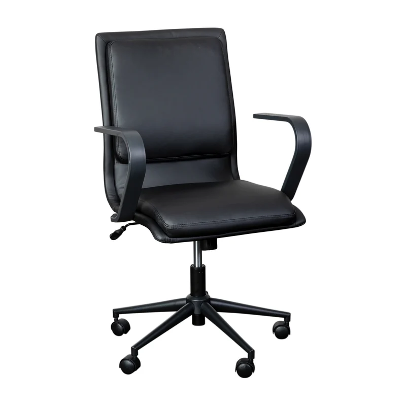 Ziva Modern Upholstered Mid-Back Home Office Chair with Arms and 5 Star Base