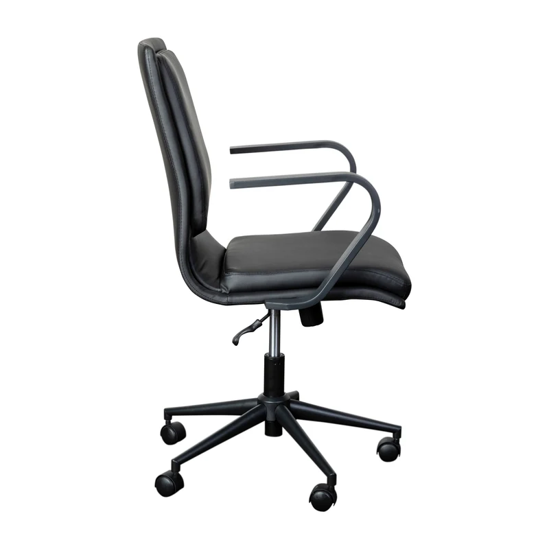 Ziva Modern Upholstered Mid-Back Home Office Chair with Arms and 5 Star Base