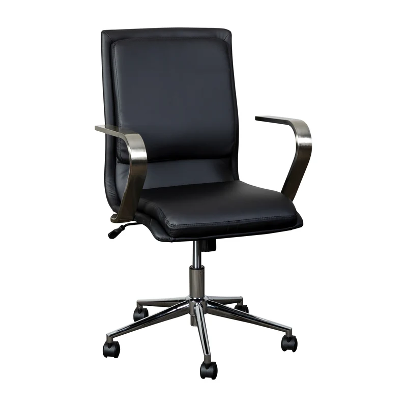 Ziva Modern Upholstered Mid-Back Home Office Chair with Arms and 5 Star Base