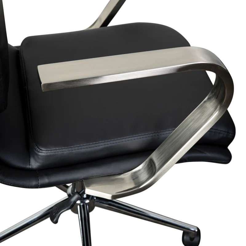 Ziva Modern Upholstered Mid-Back Home Office Chair with Arms and 5 Star Base