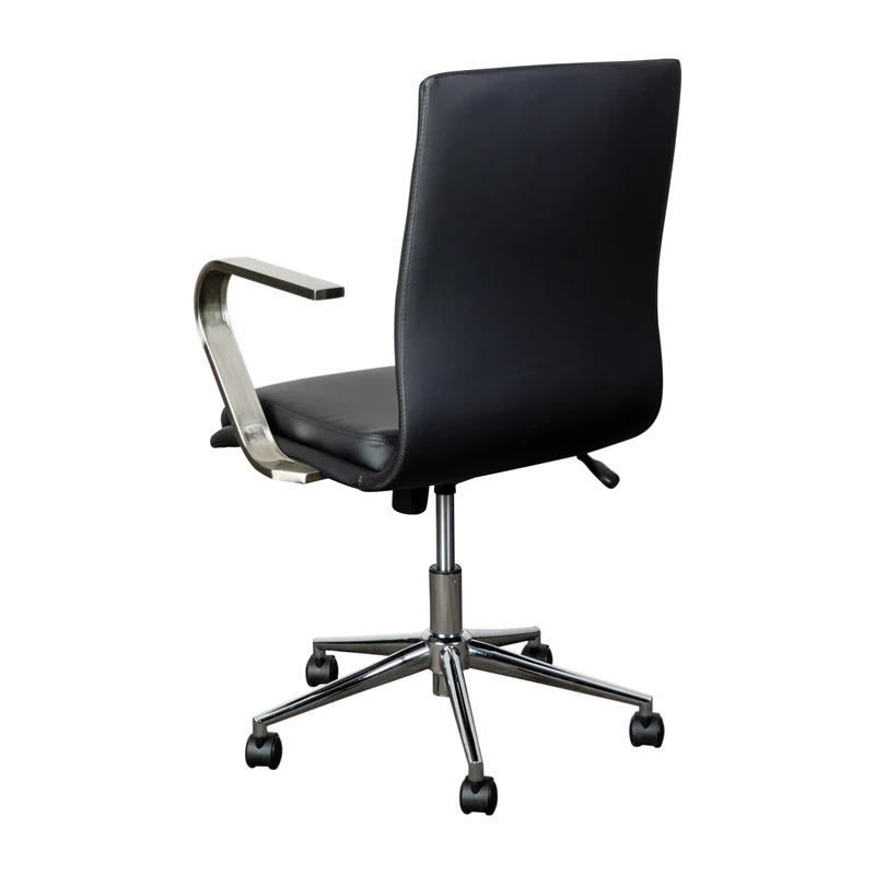Ziva Modern Upholstered Mid-Back Home Office Chair with Arms and 5 Star Base