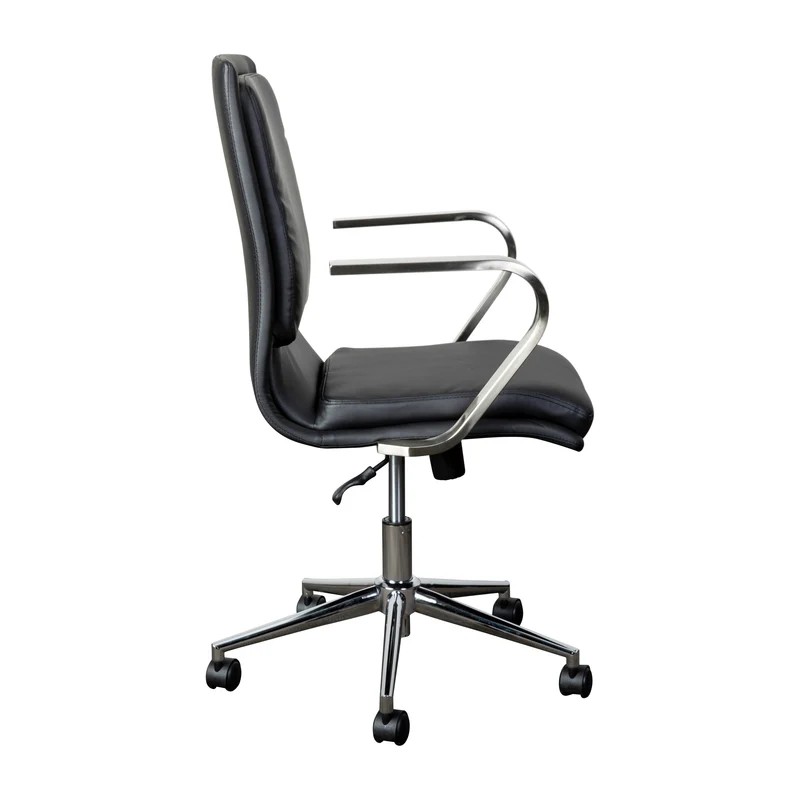 Ziva Modern Upholstered Mid-Back Home Office Chair with Arms and 5 Star Base