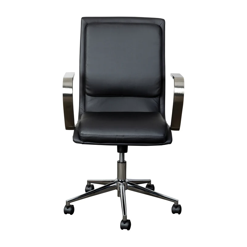 Ziva Modern Upholstered Mid-Back Home Office Chair with Arms and 5 Star Base